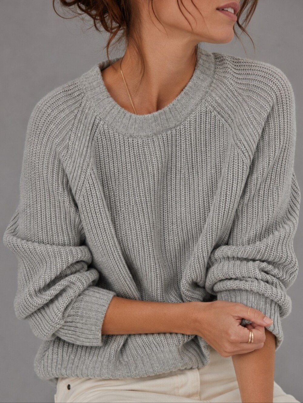 rag & bone Gray Chunky Knit Crewneck Sweater Womens Size Small